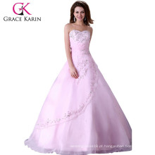 2015 Grace Karin Pink Organza Sweetheart Vestido de noiva com encanto CL4523